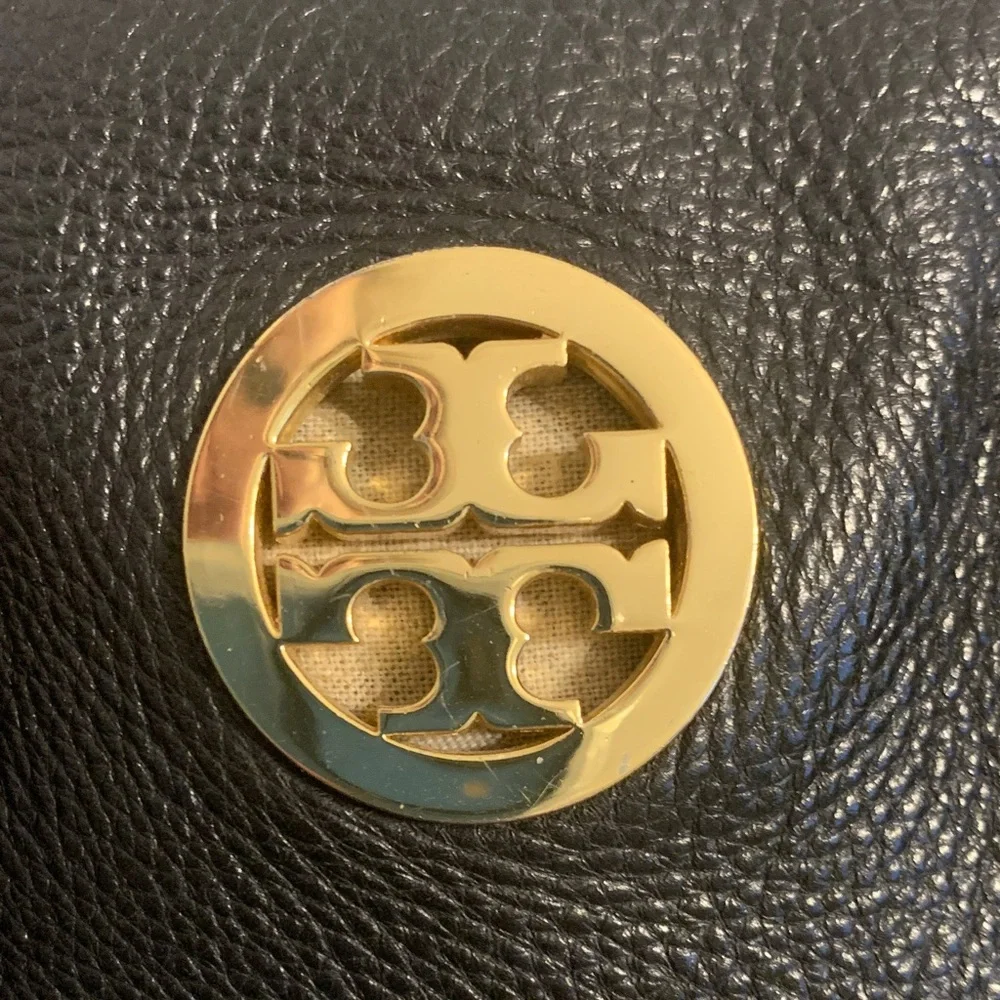Tory Burch Black Pebbled Leather Satchel with Gold-Tone Logo Purse 👛 - Picture 4 of 17